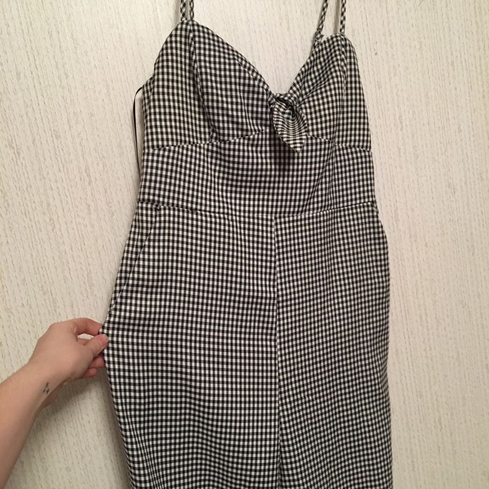 SOLD // Knot-Front Gingham Jumpsuit - Picture 4 of 7